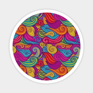 Whimsical Retro Jewel Tone Wave Pattern Magnet